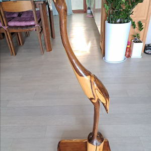 향나무 목각 학 조각상