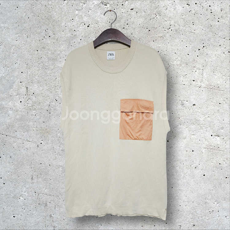 자라 포켓 배색 니트 조끼 (100/L)--0
