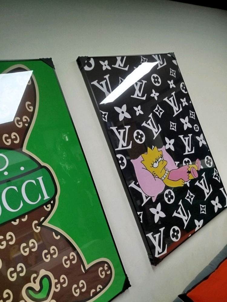구찌액자 구찌그림 토끼그림 대형 그림액자 그림 액자 팝아트 인테리어소품 명품그림 명품액자 꽃 곰인형 콜라보 인테리어--9