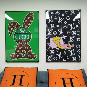 구찌 루이비통 심슨 토끼 대형 그림액자 그림 액자 팝아트 인테리어소품 명품그림 명품액자 꽃 곰인형 콜라보 인테리어