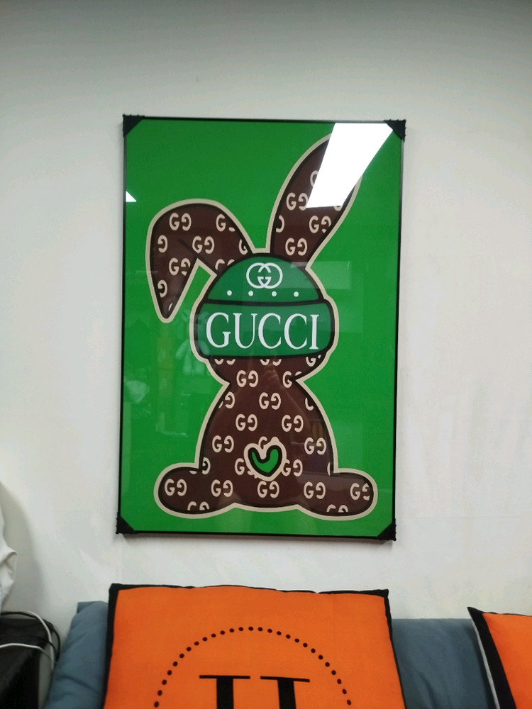 구찌 루이비통 심슨 토끼 대형 그림액자 그림 액자 팝아트 인테리어소품 명품그림 명품액자 꽃 곰인형 콜라보 인테리어--8