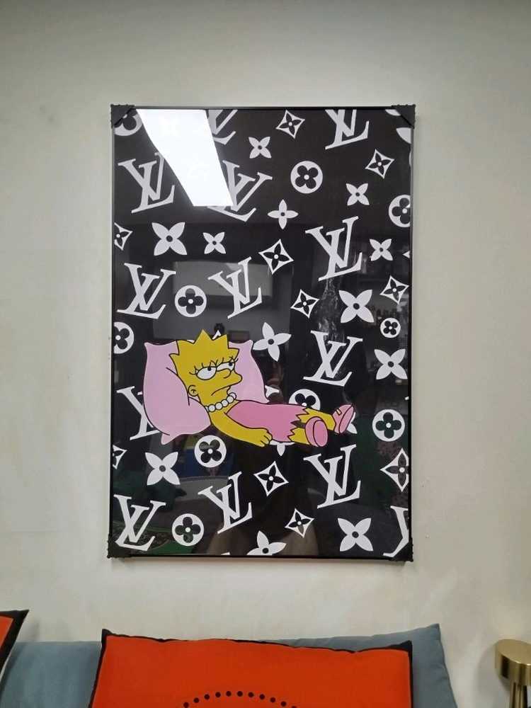 구찌 루이비통 심슨 토끼 대형 그림액자 그림 액자 팝아트 인테리어소품 명품그림 명품액자 꽃 곰인형 콜라보 인테리어--9