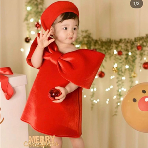 에어피쉬 에리얼 리본 드레스 S사이즈 크리스마스 여아 원피스