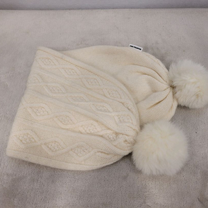 빈폴골프 여성 모자 겸 목도리 아이보리