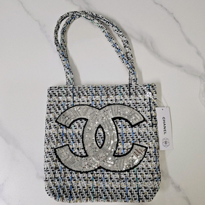 샤넬 뷰티 트위드 스팽글 로고 토트백 에코백