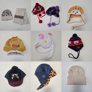 유아 아동 모자 목도리 베레모 페도라 이미지
