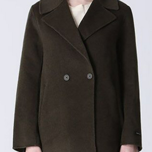 [새상품] 핸드메이드 반코트, 카키, 울 52%, 55~66