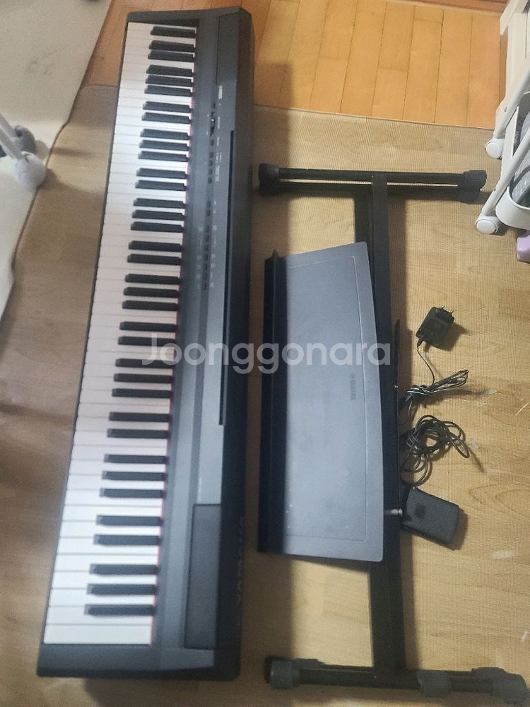 야마하 p 105 디지털 피아노 88 건반 보면대 페달 거치대 세트--0