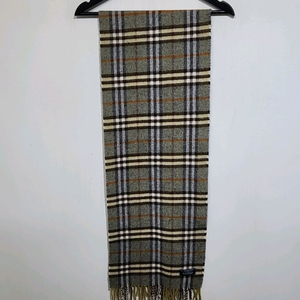 (정품) 버버리 목도리 체크 머플러 카키 램스울 영국판