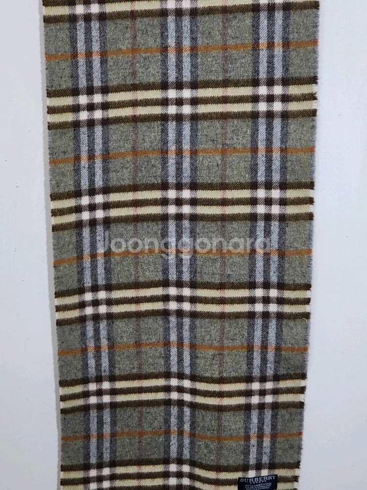 (정품) 버버리 목도리 체크 머플러 카키 램스울 영국판--2