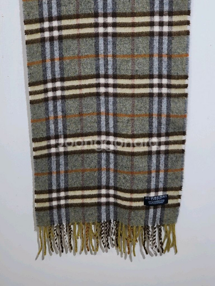 (정품) 버버리 목도리 체크 머플러 카키 램스울 영국판--3
