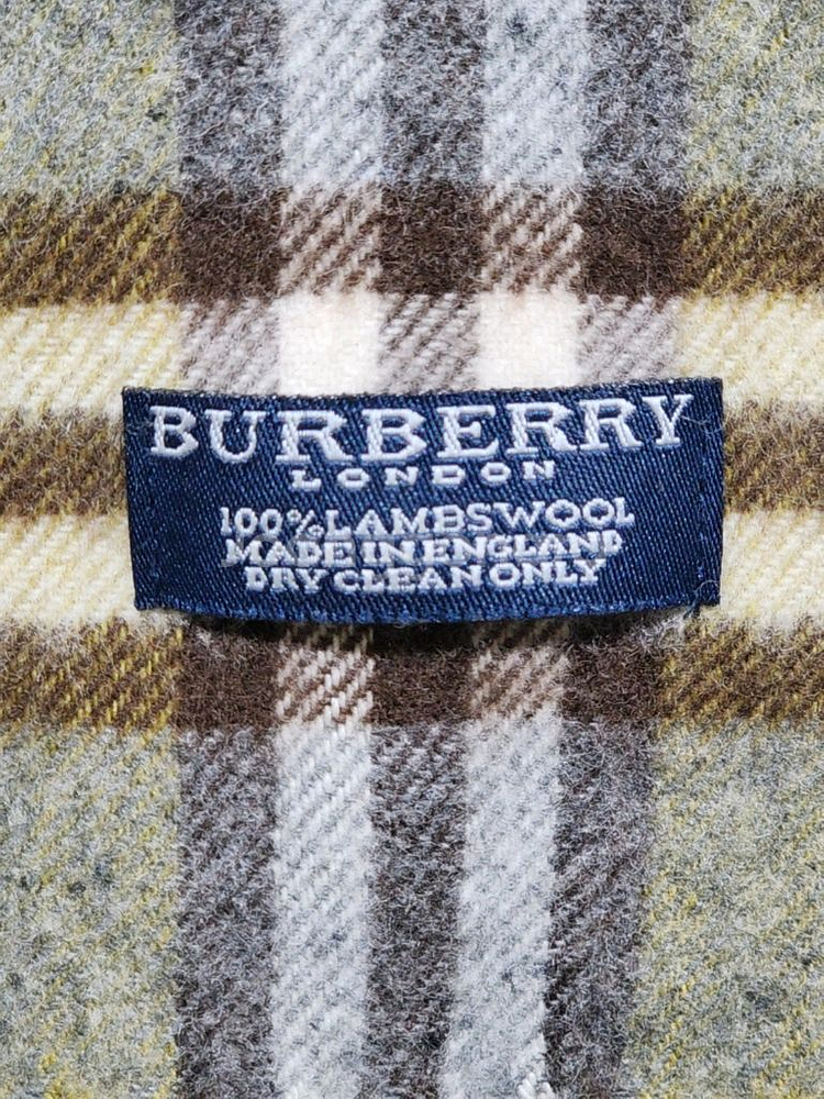 (정품) 버버리 목도리 체크 머플러 카키 램스울 영국판--4