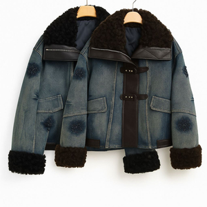 여성 리미티드 럭스 무스탕 데님 퍼 자켓