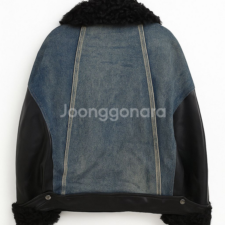 여성 리미티드 럭스 무스탕 데님 퍼 자켓--2