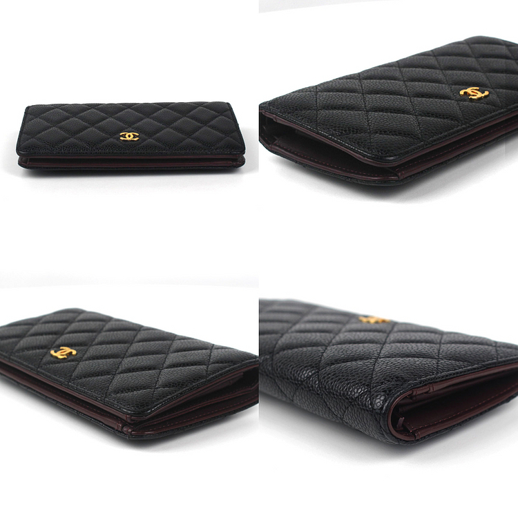 [중고명품다올] 샤넬 클래식 캐비어 플랩 장지갑 블랙 금장 22번대 A31509--5