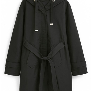 여성 구스다운 후드 벨티드 트렌치자켓