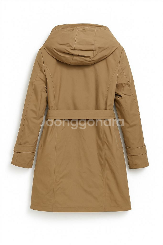 여성 구스다운 후드 벨티드 트렌치자켓--3