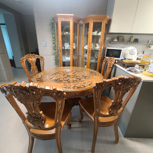 인도네시아 원목 수제조각 식탁세트등