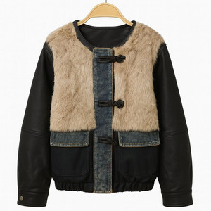 여성 로얄 에디션 퍼믹스 레더 콤비다켓