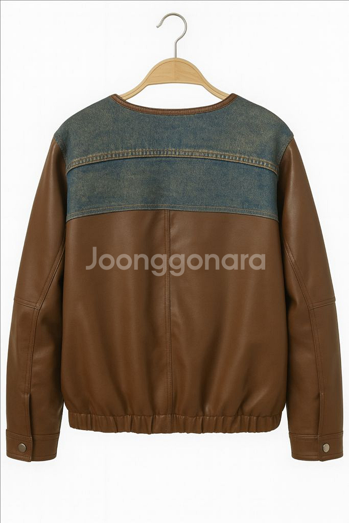 여성 로얄 에디션 퍼믹스 레더 콤비다켓--3