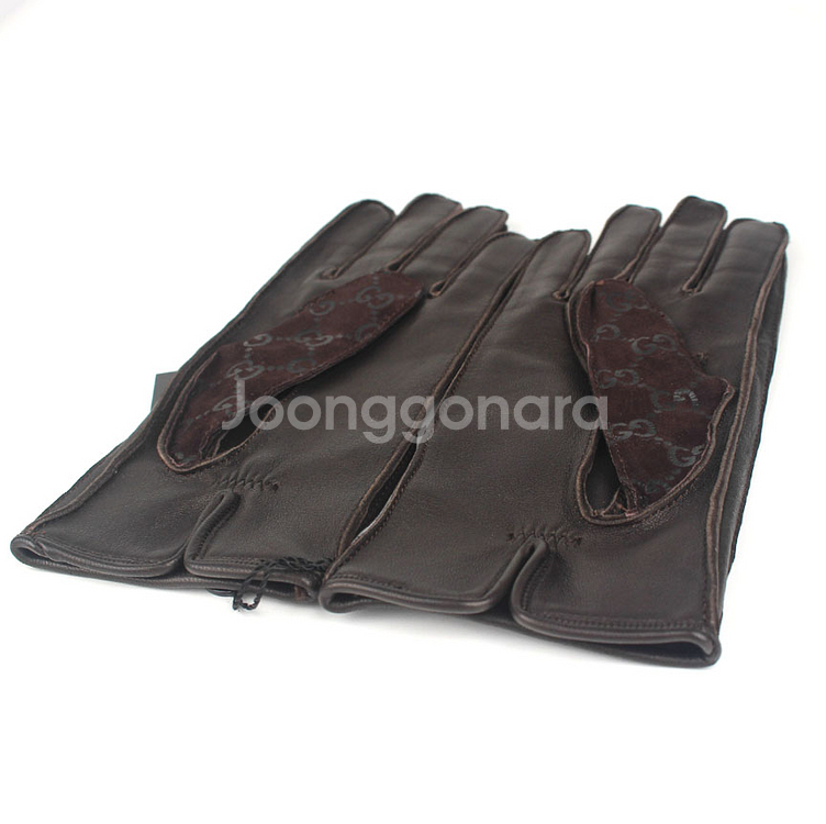 [중고명품다올] 구찌 GG 로고 스웨이드 레더 블랙 가죽장갑--2