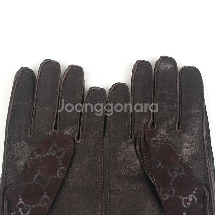 [중고명품다올] 구찌 GG 로고 스웨이드 레더 블랙 가죽장갑--4