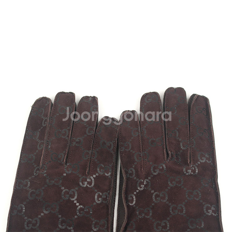 [중고명품다올] 구찌 GG 로고 스웨이드 레더 블랙 가죽장갑--5