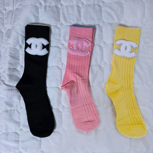 샤넬 로고 니트 양말 3개 세트