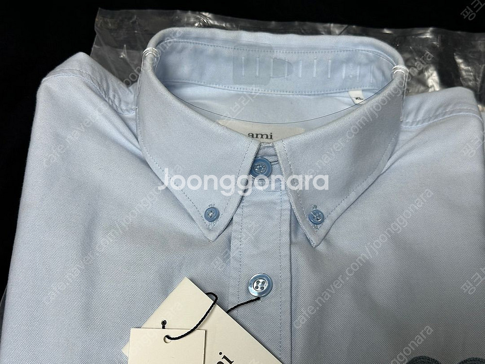 아미(AMI)톤온톤 체인스티지 하트로고 옥스포드셔츠XL--3