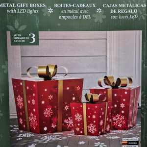 코스트코에서 판매하는 메탈 선물 상자 LED 조명 3개 세트입니다-
