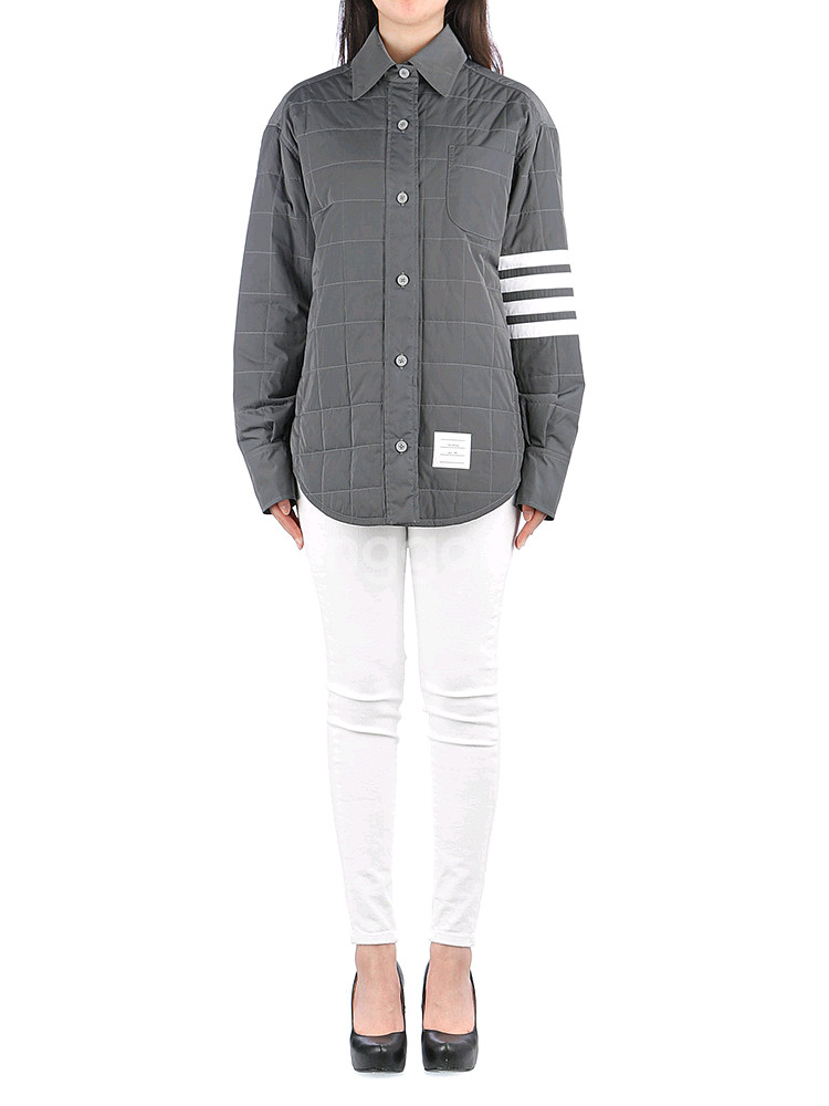 톰브라운 사선 폴리 트윌 퀄팅 테크 다운셔츠 네이비 46사이즈(66전후) 새제픔--5