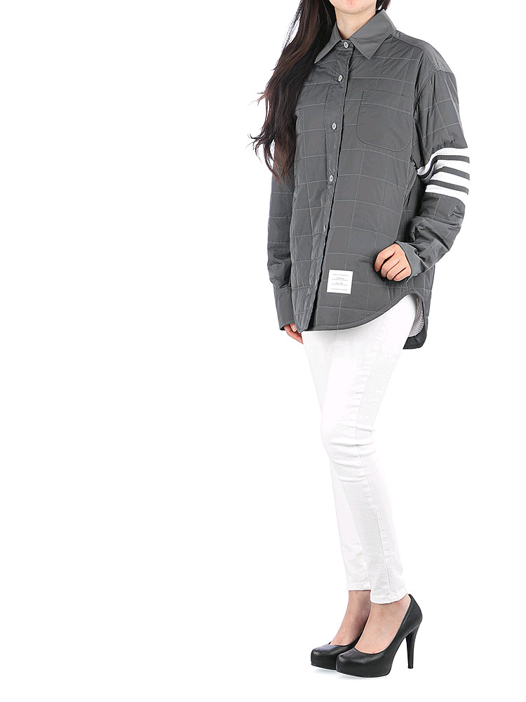 톰브라운 사선 폴리 트윌 퀄팅 테크 다운셔츠 네이비 46사이즈(66전후) 새제픔--6