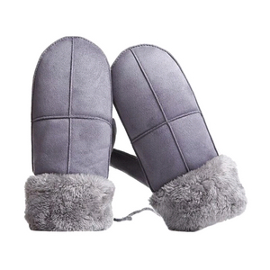 두꺼운 털안감 스웨이드 벨벳 벙어리 장갑 베이지 (새상품)