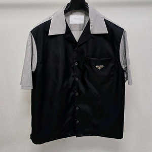 프라다 리나일론 스트라이프 반팔 셔츠 s 95 100