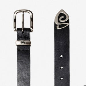 [L/XL] 스투시 메탈 S 팁 벨트 블랙