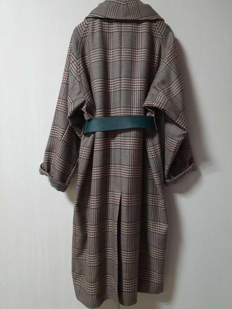 타임 time 벨티트 체크 트렌치 코트 프리사이즈 정품--6