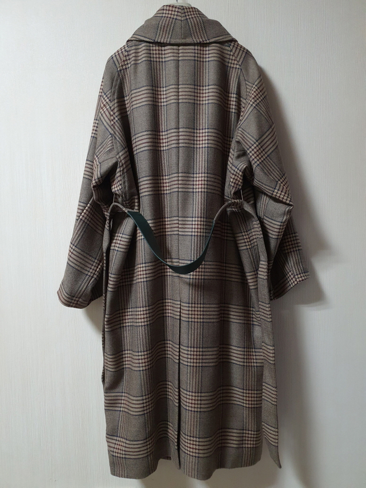 타임 time 벨티트 체크 트렌치 코트 프리사이즈 정품--8