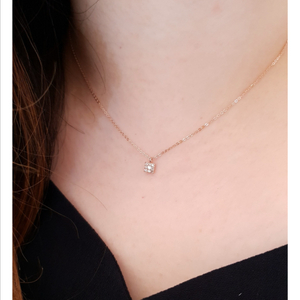 14k스톤헨지 스퀘어 다이아몬드 목걸이핑크골드