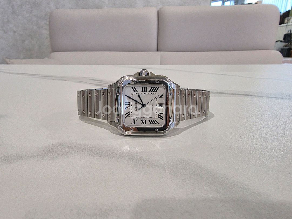 까르띠에 산토스 라지 스틸 가죽줄포함--4