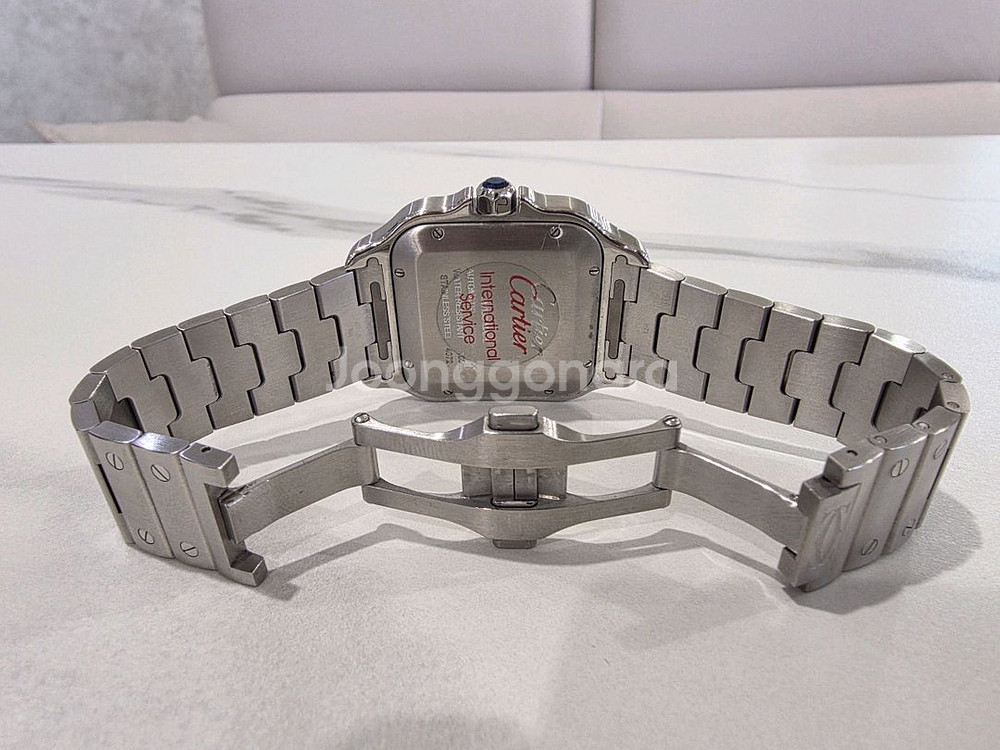 까르띠에 산토스 라지 스틸 가죽줄포함--8