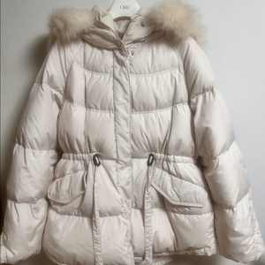 HACIE 아이보리 폭스퍼 후드패딩 M