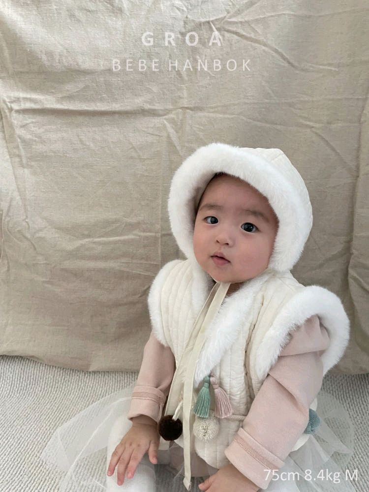 그로우베베 여아 한복 바디수트 누빔보넷 돌띠 모자 풀세트 [새상품급] 돌촬영 퓨전한복--6