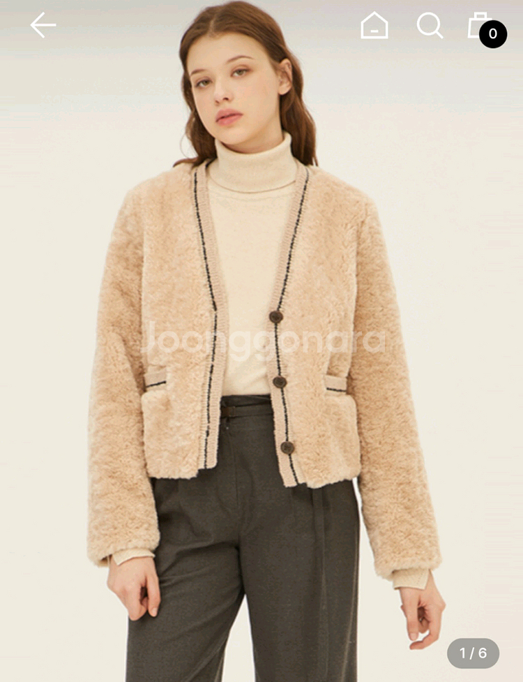 시슬리 니트배색 페이크퍼 자켓 55사이즈--2