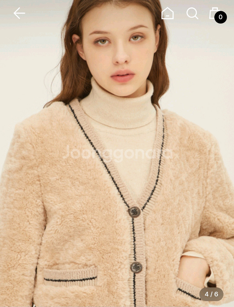 시슬리 니트배색 페이크퍼 자켓 55사이즈--0