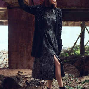 (새상품)지춘희 지스튜디오 트위드 원피스 55사이즈