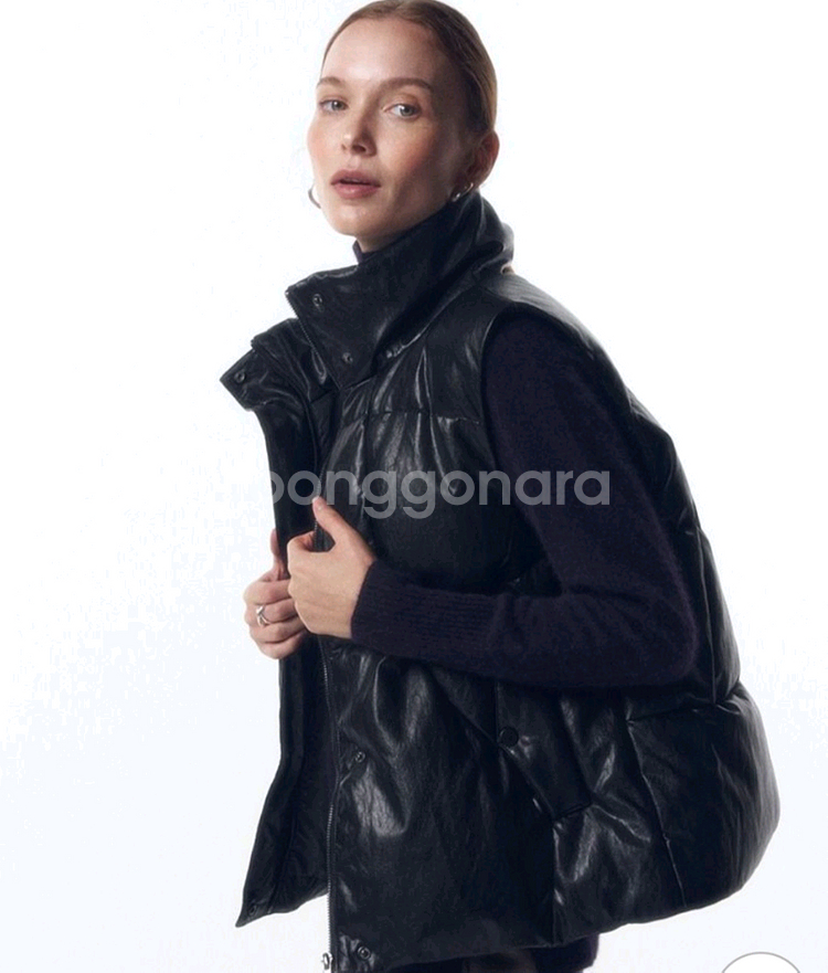 (베이지색상)셀렉샵에디션 레더 구스다운 베스트 55사이즈--0