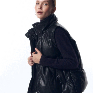 (베이지색상)셀렉샵에디션 레더 구스다운 베스트 55사이즈