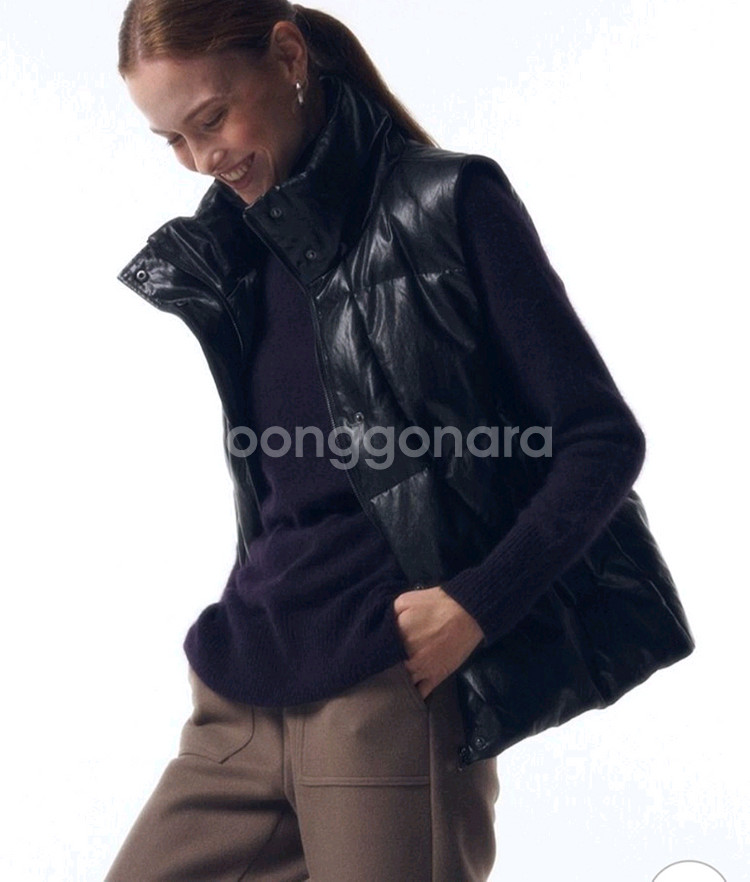 (베이지색상)셀렉샵에디션 레더 구스다운 베스트 55사이즈--3