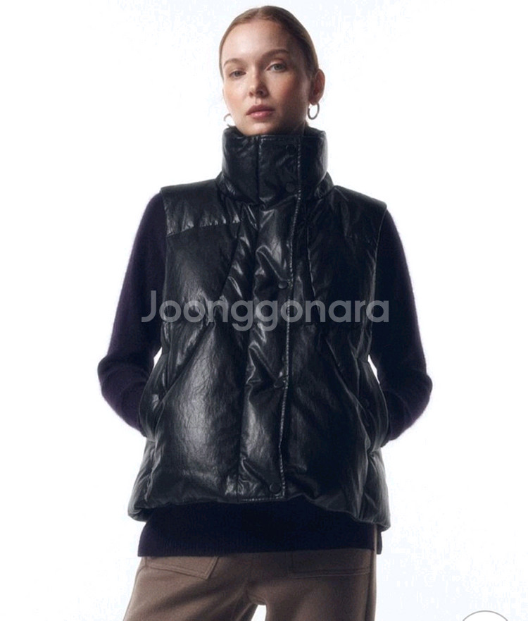 (베이지색상)셀렉샵에디션 레더 구스다운 베스트 55사이즈--4