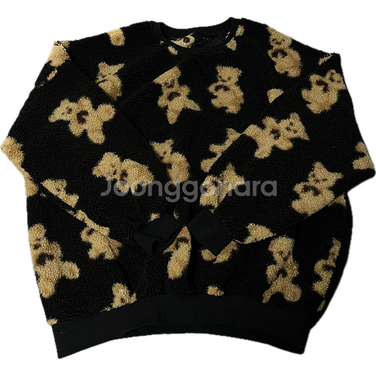 에이블리 양털 뽀글이 곰돌이 맨투맨 블랙--1